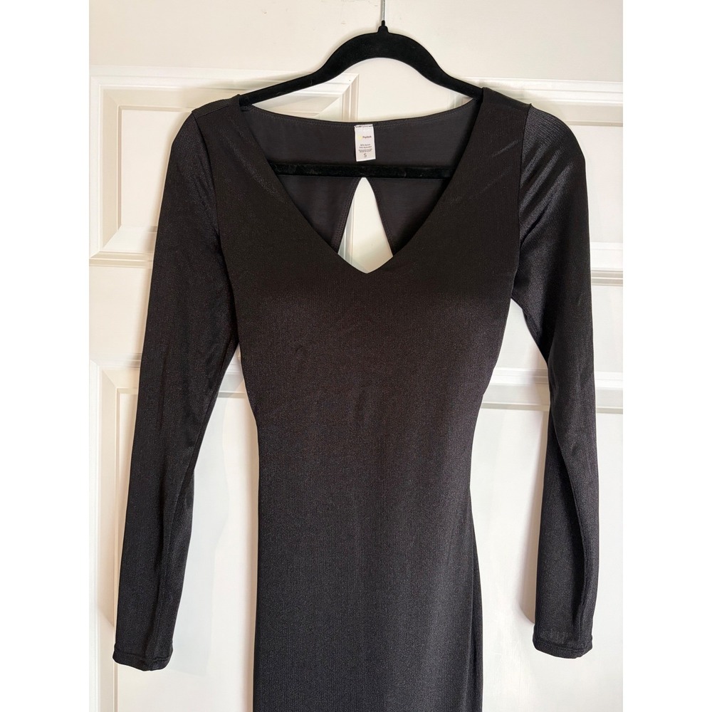 Popilush Shapewear Shine Long Sleeve Hourglass Maxi Dress Black Cutout Small - Picture 6 of 10